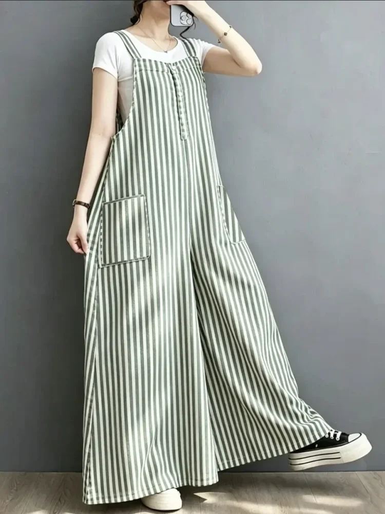 ASAYA Jumpsuit kotak-kotak longgar yang modis (tanpa rompi)