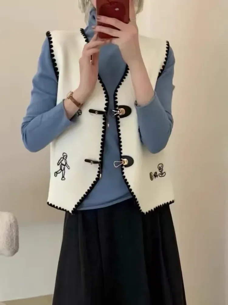 CHICMORE Vest tanpa lengan kerah v neck gaya anggun untuk wanita