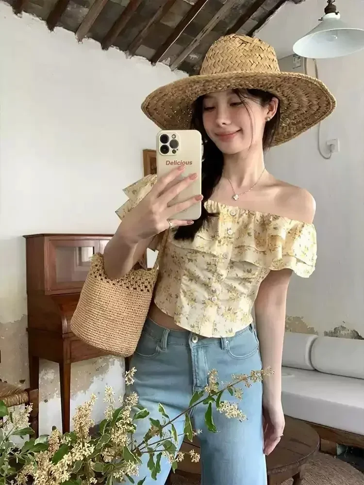 ASAYA Atasan wanita model off shoulder motif floral