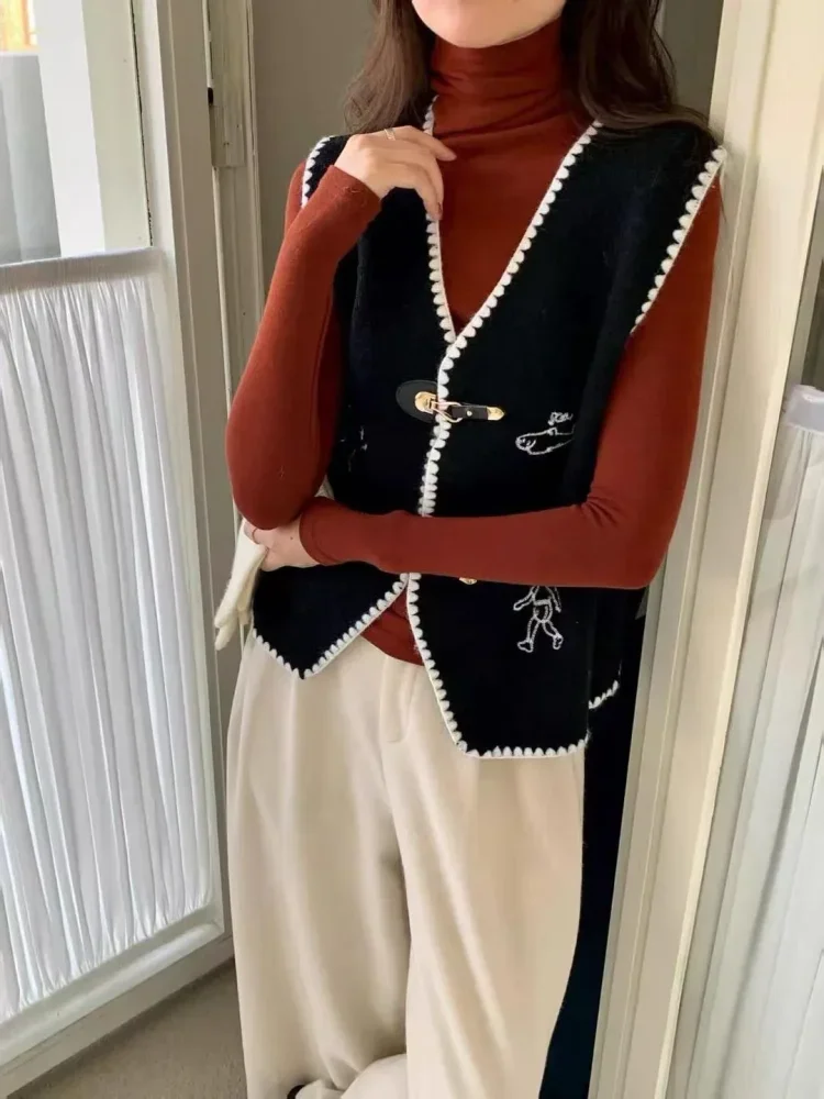 CHICMORE Vest tanpa lengan kerah v neck gaya anggun untuk wanita