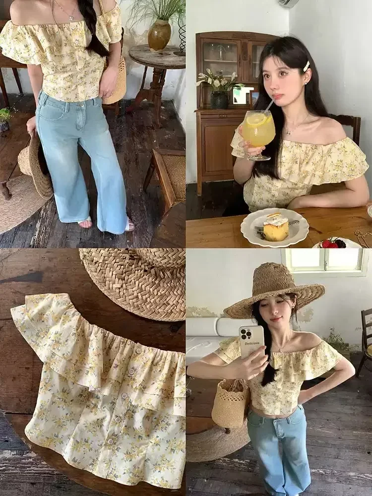 ASAYA Atasan wanita model off shoulder motif floral
