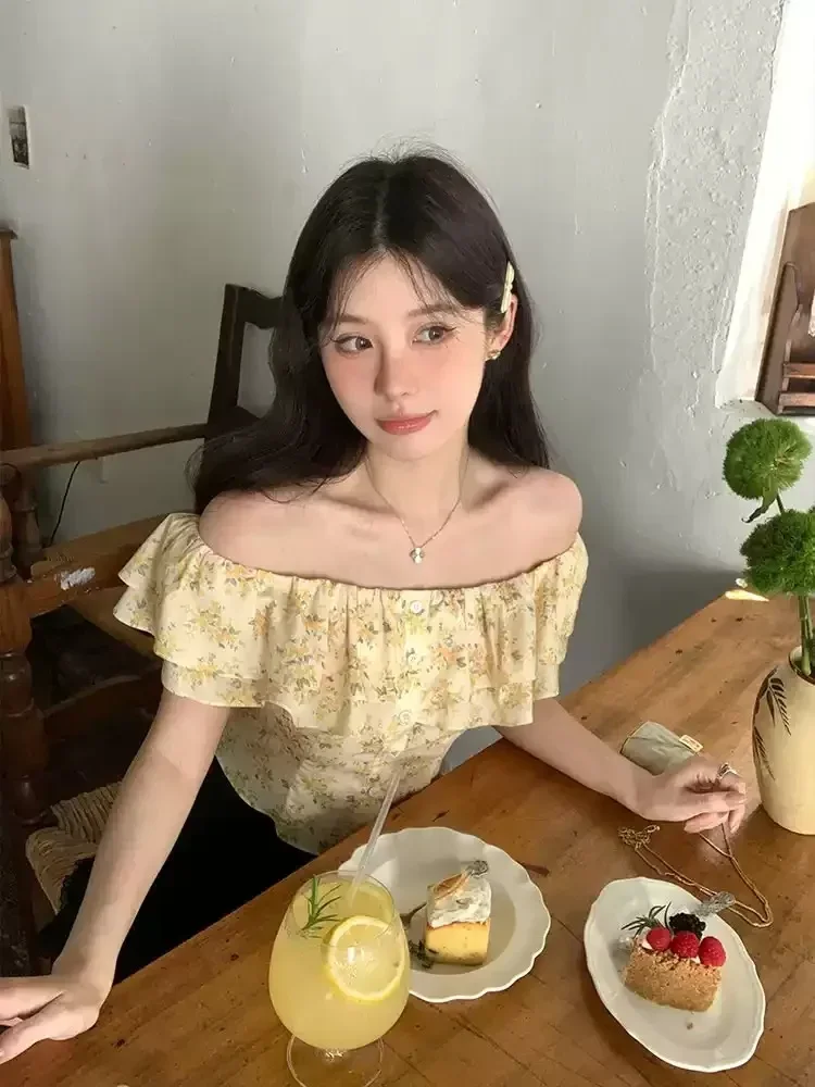 ASAYA Atasan wanita model off shoulder motif floral