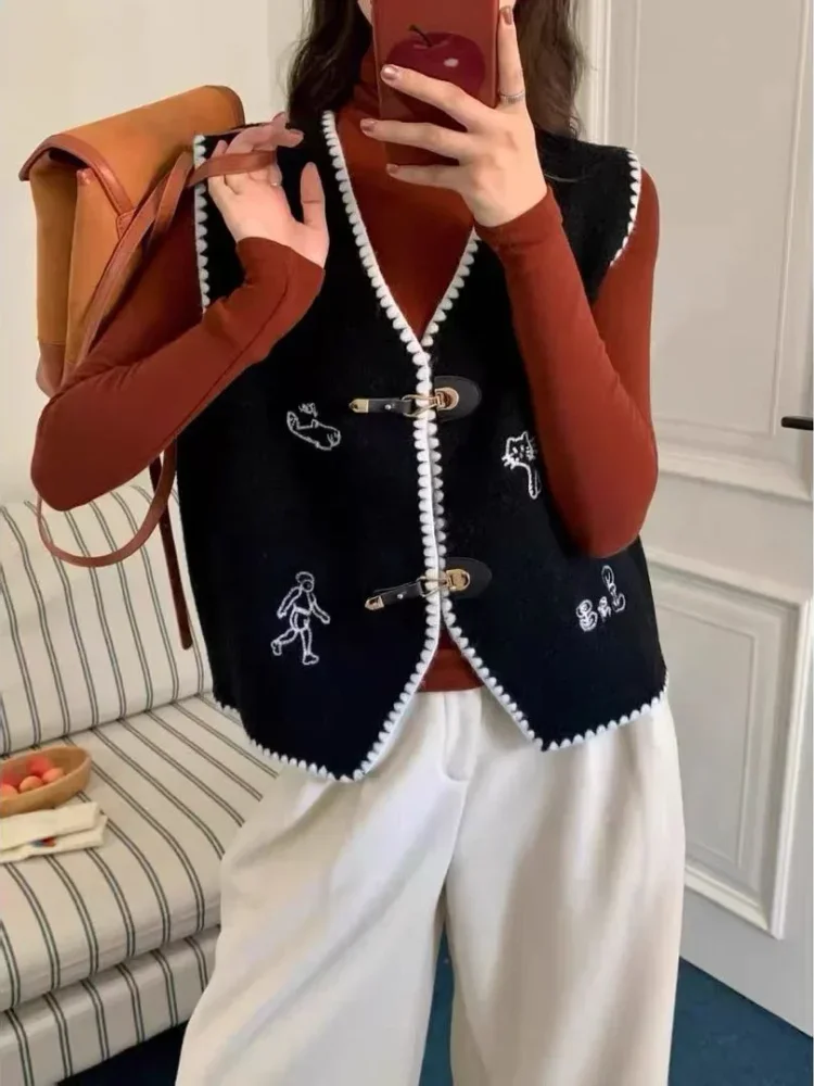 CHICMORE Vest tanpa lengan kerah v neck gaya anggun untuk wanita