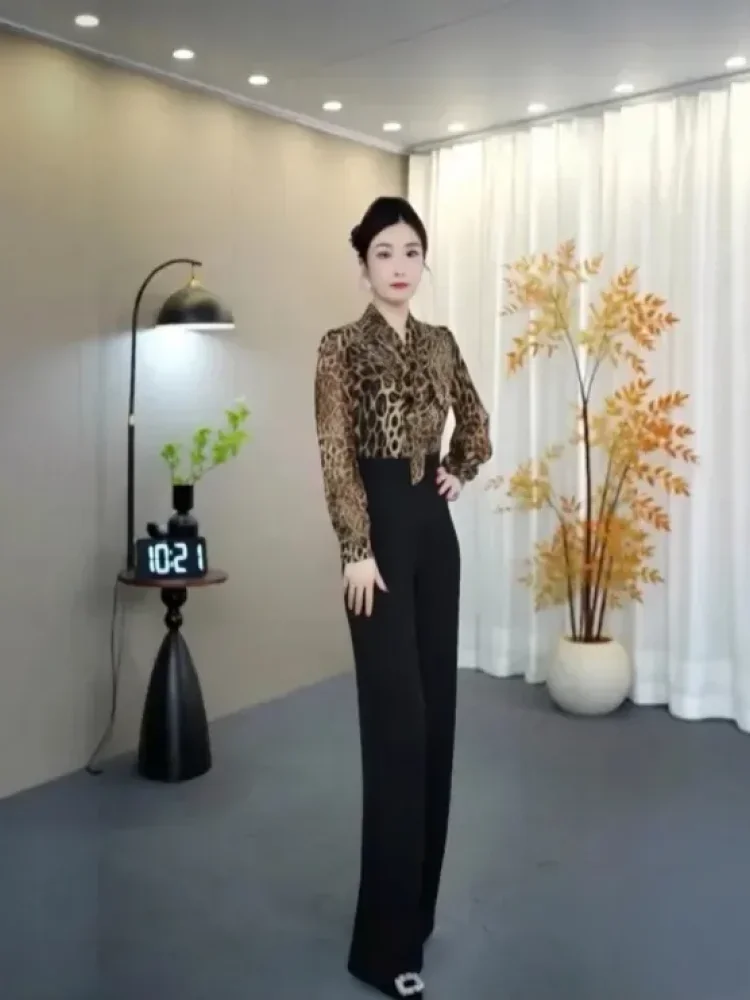 FADFAD Jumpsuit lengan panjang dengan motif cetak bergaya modis kekinian