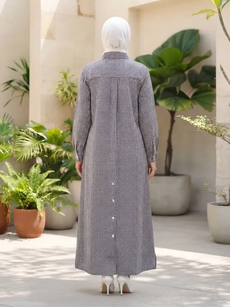ASAYA Gaun elegan dengan motif posisi mode lengan panjang