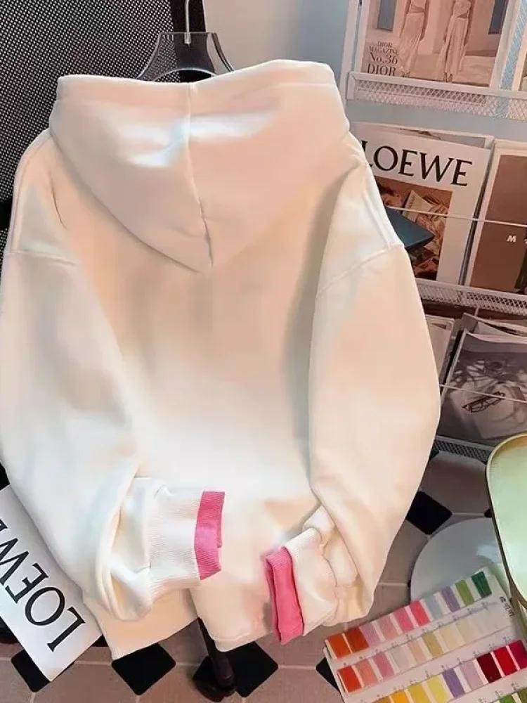 CHICMORE Atasan wanita gaya kasual berhoodie two tone