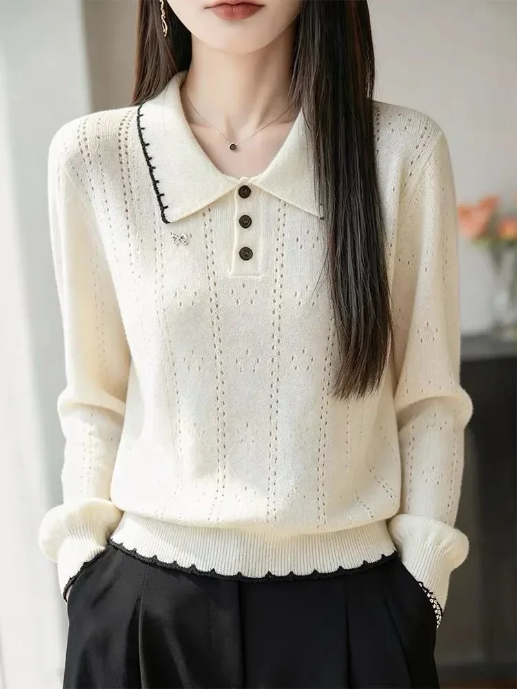 CHICMORE Atasan blouse wanita dengan half button berlengan panjang dan simple