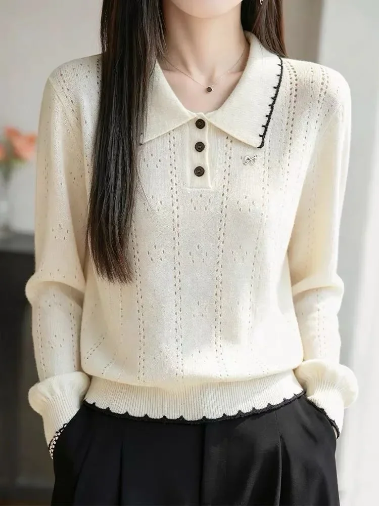 CHICMORE Atasan blouse wanita dengan half button berlengan panjang dan simple