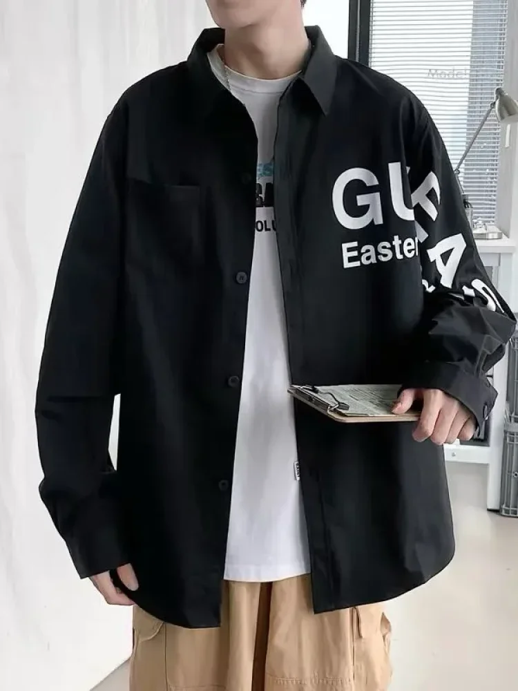 MODISH Kemeja putih lengan panjang oversized jaket trendi kasual