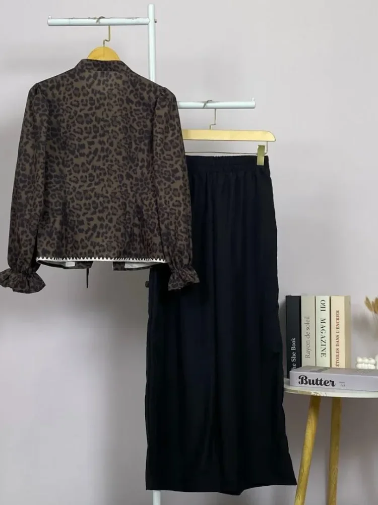 ASAYA Setelan wanita dengan lengan bell dan resleting buatan tangan bergaya minimalis warna solid