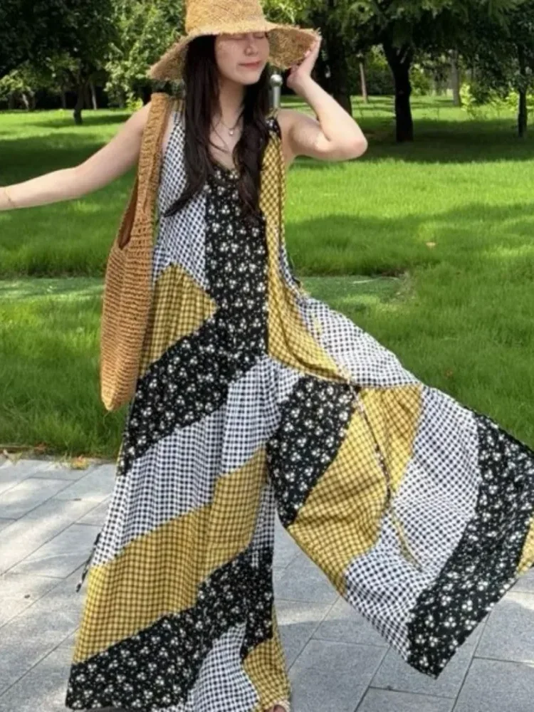 ASAYA Jumpsuit tanpa lengan untuk wanita muda dengan motif cetak