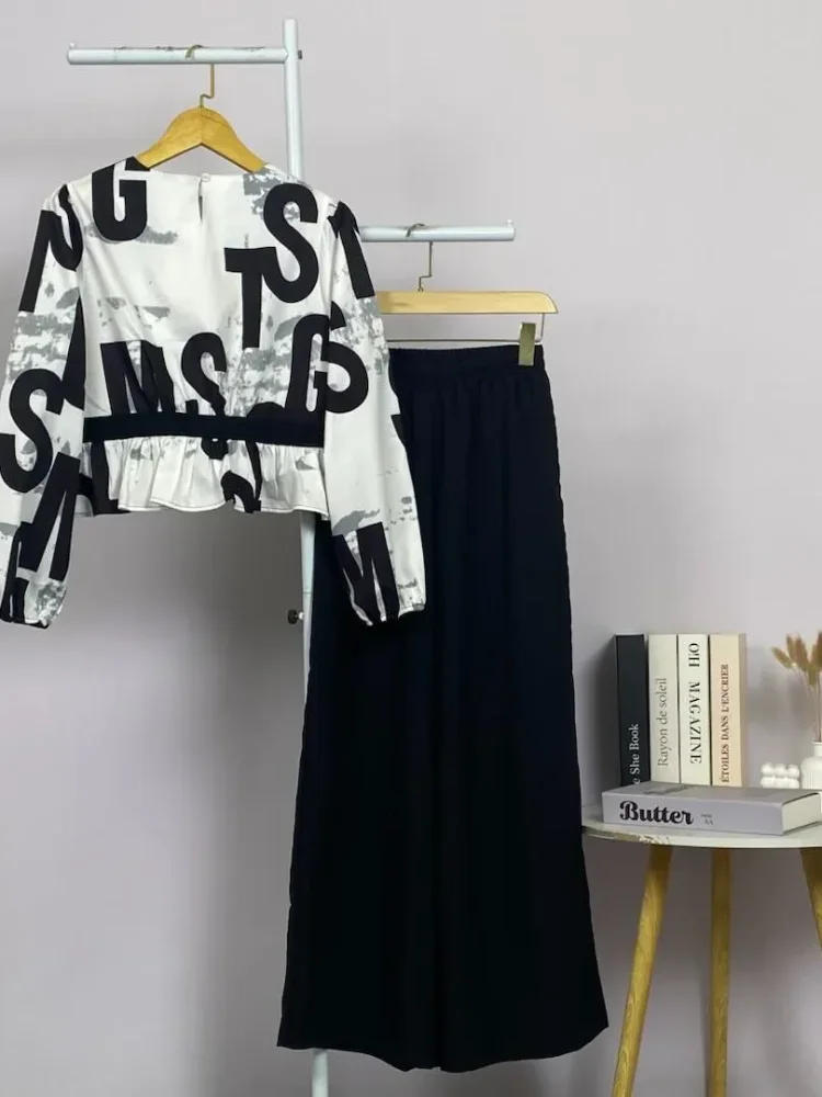 ASAYA Setelan wanita dengan lengan bell dan resleting buatan tangan bergaya minimalis warna solid