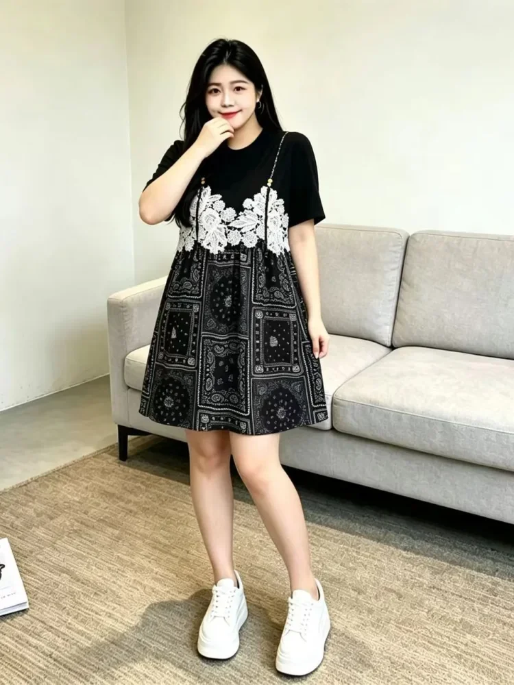 FADFAD Gaun lengan pendek dengan gaya kasual untuk wanita