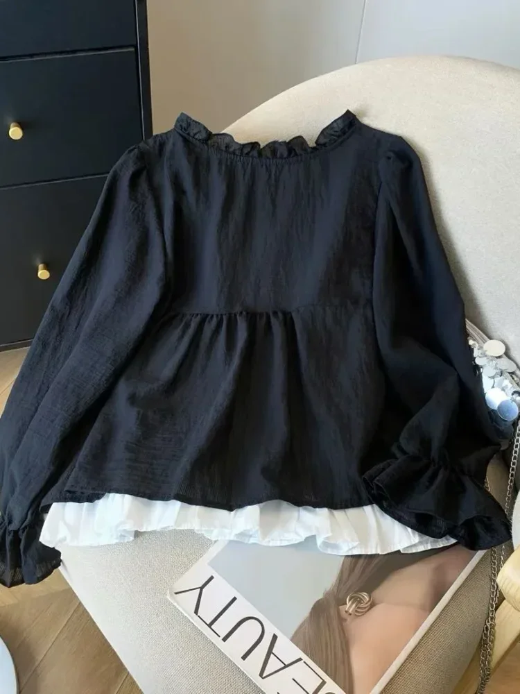 CHICMORE Atasan pakaian wanita lengan panjang kerah v neck warna solid gaya minimalis