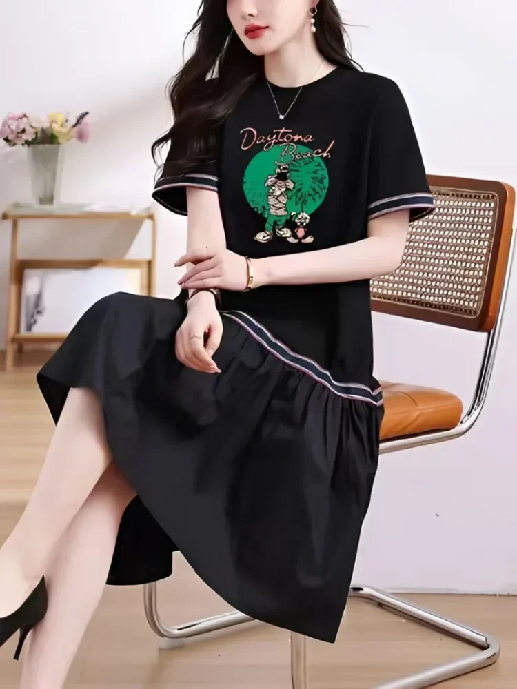 ASAYA Gaun elegan lengan pendek model baru desain gambar baru untuk wanita