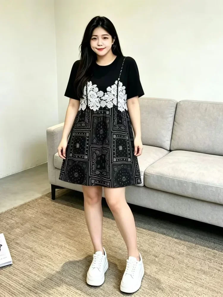 FADFAD Gaun lengan pendek dengan gaya kasual untuk wanita