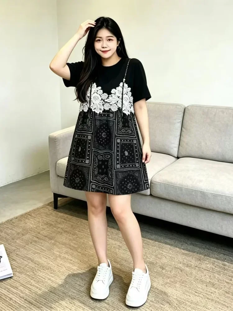 FADFAD Gaun lengan pendek dengan gaya kasual untuk wanita