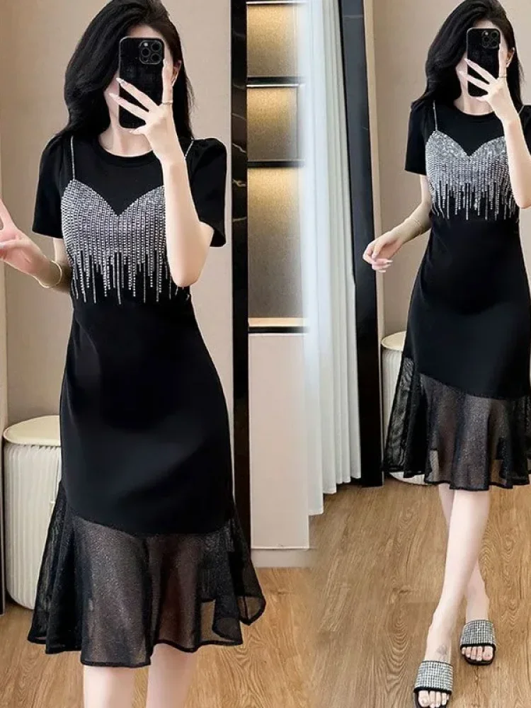 FADFAD Gaun pakaian wanita mode sweatshirt kasual gaya kekinian korea