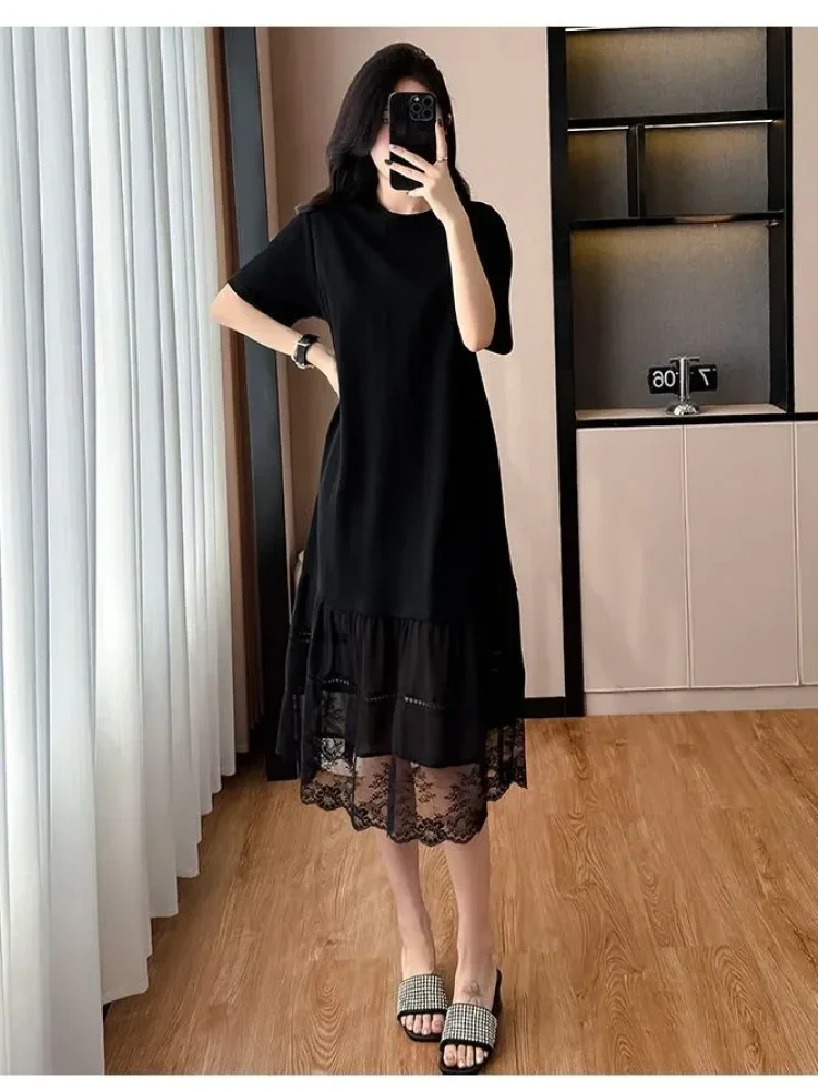 FADFAD Gaun pakaian wanita potongan longgar mode sweatshirt bergaya kasual korea minimalis