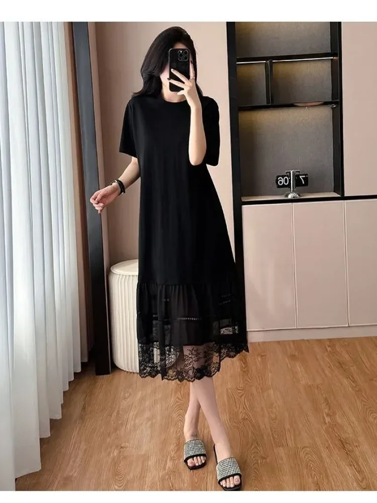 FADFAD Gaun pakaian wanita potongan longgar mode sweatshirt bergaya kasual korea minimalis
