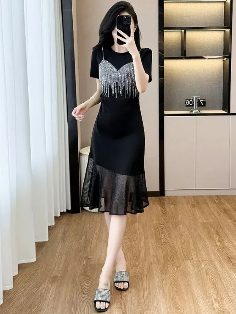 FADFAD Gaun pakaian wanita mode sweatshirt kasual gaya kekinian korea