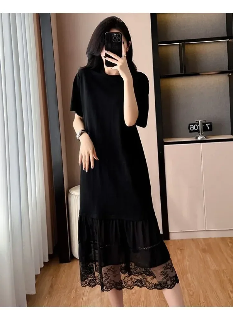 FADFAD Gaun pakaian wanita potongan longgar mode sweatshirt bergaya kasual korea minimalis