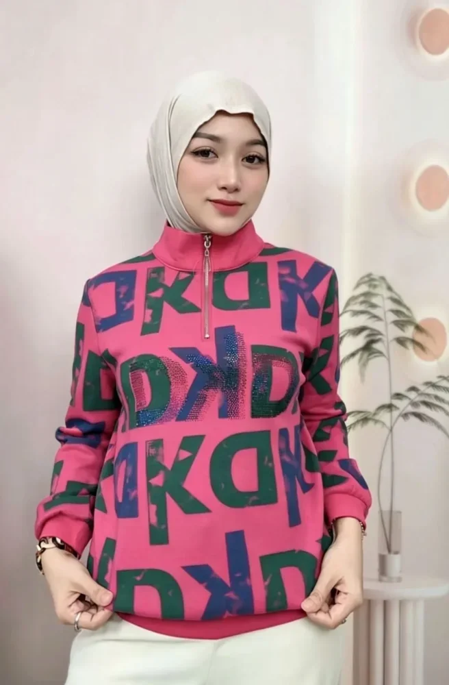 FADFAD Atasan sweatshirt dengan lengan panjang bermotif cetak baru untuk wanita