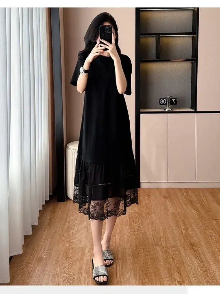 FADFAD Gaun pakaian wanita potongan longgar mode sweatshirt bergaya kasual korea minimalis
