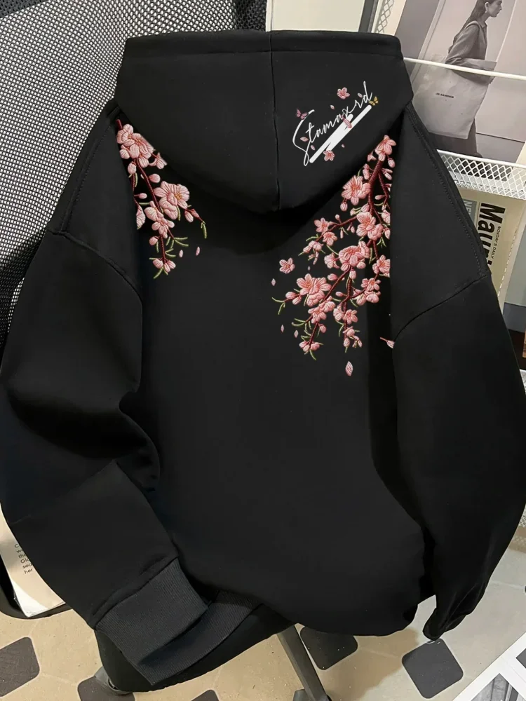 CHICMORE Atasan sweatshirt hoodie gaya kasual bermotif untuk wanita gaya