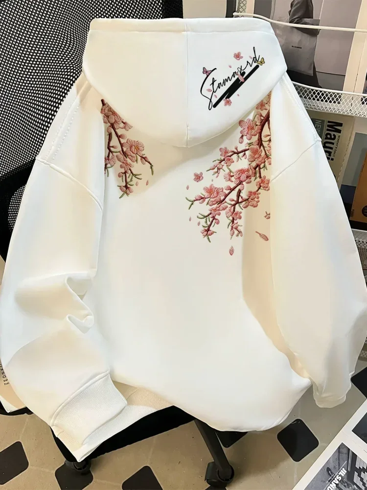 CHICMORE Atasan sweatshirt hoodie gaya kasual bermotif untuk wanita gaya