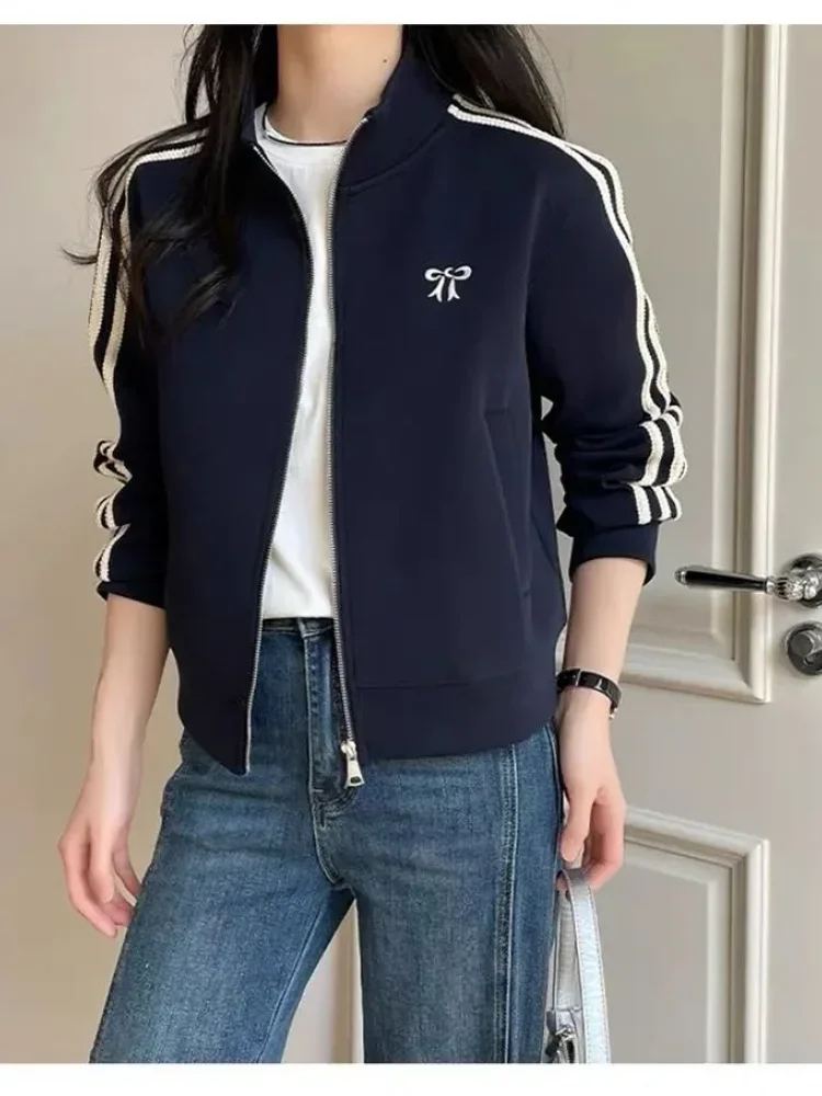 CHICMORE Atasan wanita jaket lengan panjang dengan zipper model kekinian korean style