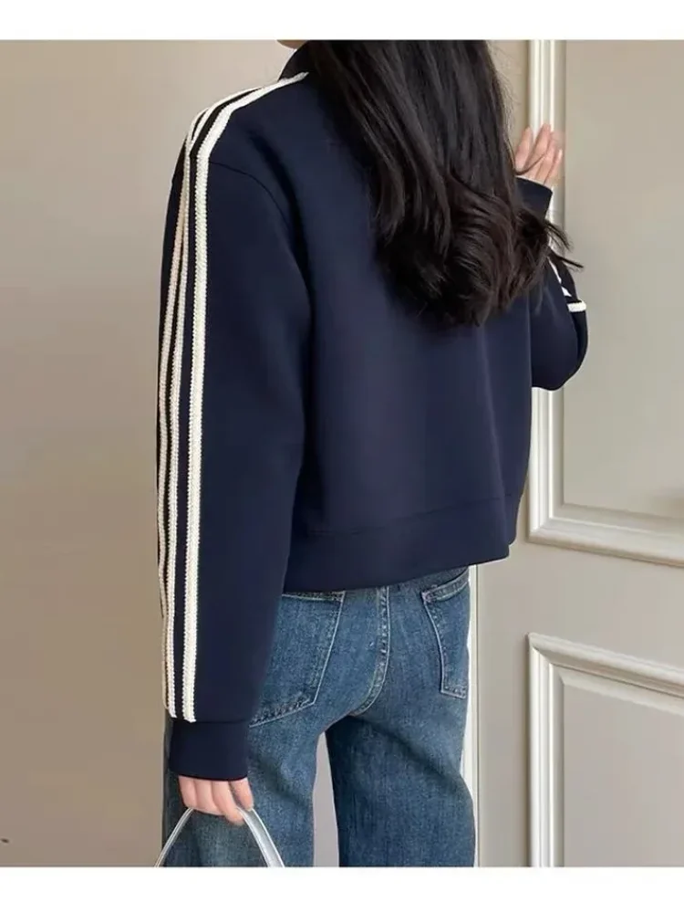 CHICMORE Atasan wanita jaket lengan panjang dengan zipper model kekinian korean style