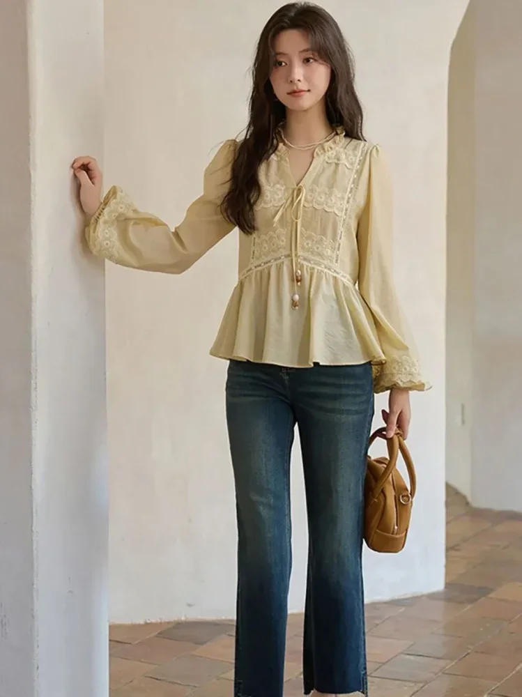CHICMORE Atasan wanita blouse cantik lengan panjang dengan model terbaru feminine