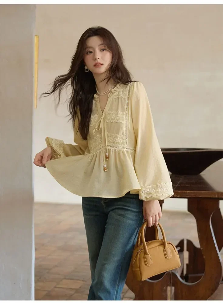 CHICMORE Atasan wanita blouse cantik lengan panjang dengan model terbaru feminine