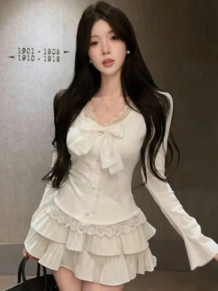 CHICMORE Atasan blouse pinggang ramping lengan panjang kerah v neck korean style