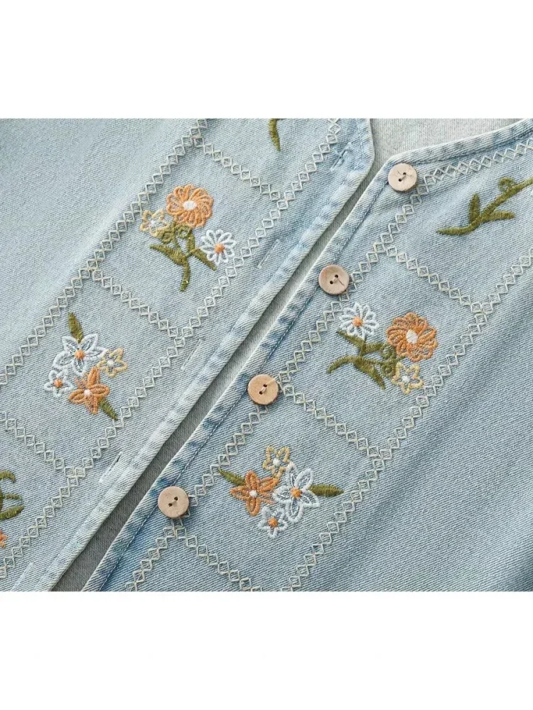 FADFAD Atasan vest dengan motif patchwork bunga manis feminine