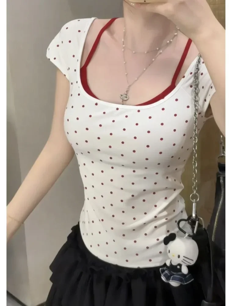 ASAYA Kaos wanita model color-block dengan aksen pita dan desain punggung terbuka atasan slim-fit