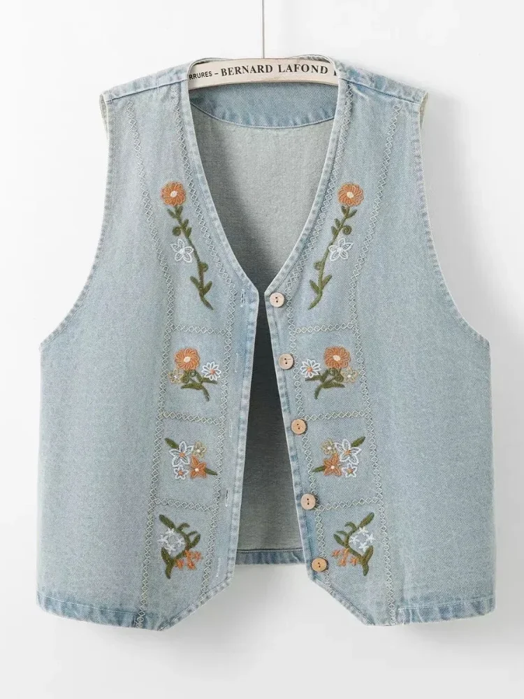 FADFAD Atasan vest dengan motif patchwork bunga manis feminine