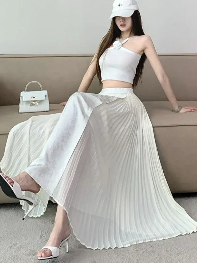 FADFAD Rok lipit baru yang modis dengan desain jacquard