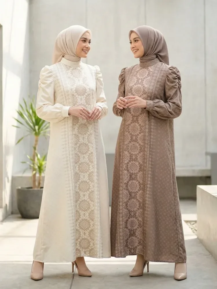 ASAYA Dress kemeja wanita lengan panjang motif print kotak bunga kombinasi elegan model kekinian