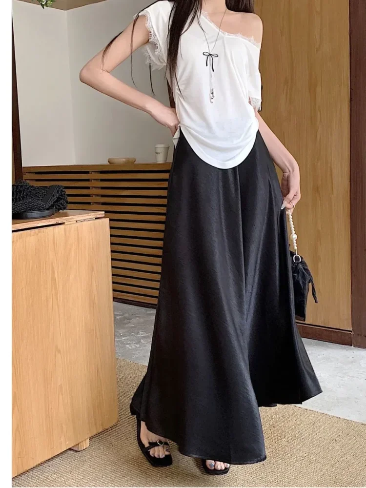 FADFAD Rok midi satin aneka warna yang minimalis dan modis