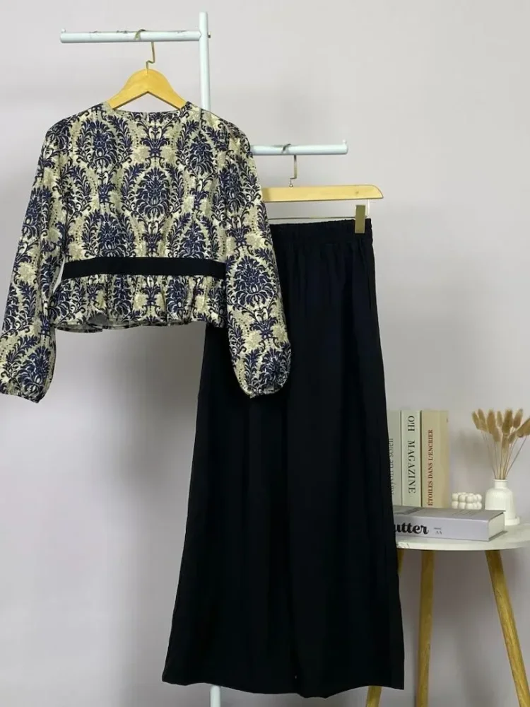ASAYA Setelan wanita dengan lengan bell dan resleting buatan tangan bergaya minimalis warna solid