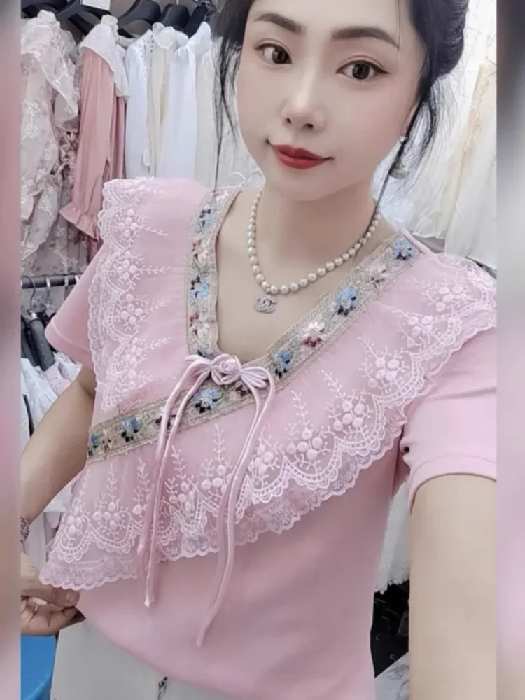 FADFAD Atasan wanita blouse lengan pendek dengan gaya modis baru