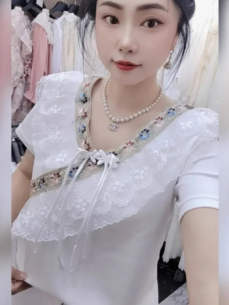 FADFAD Atasan wanita blouse lengan pendek dengan gaya modis baru