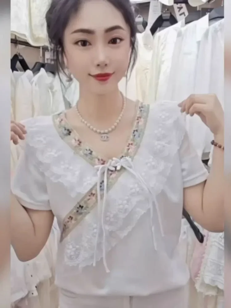 FADFAD Atasan wanita blouse lengan pendek dengan gaya modis baru