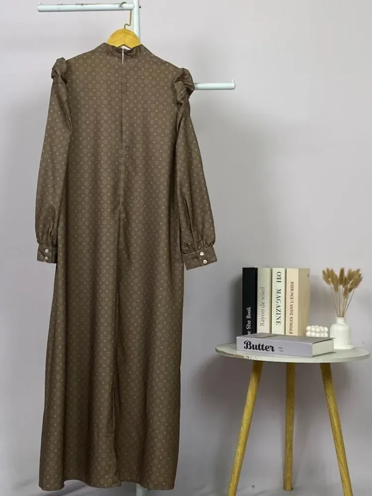ASAYA Dress kemeja wanita lengan panjang motif print kotak bunga kombinasi elegan model kekinian