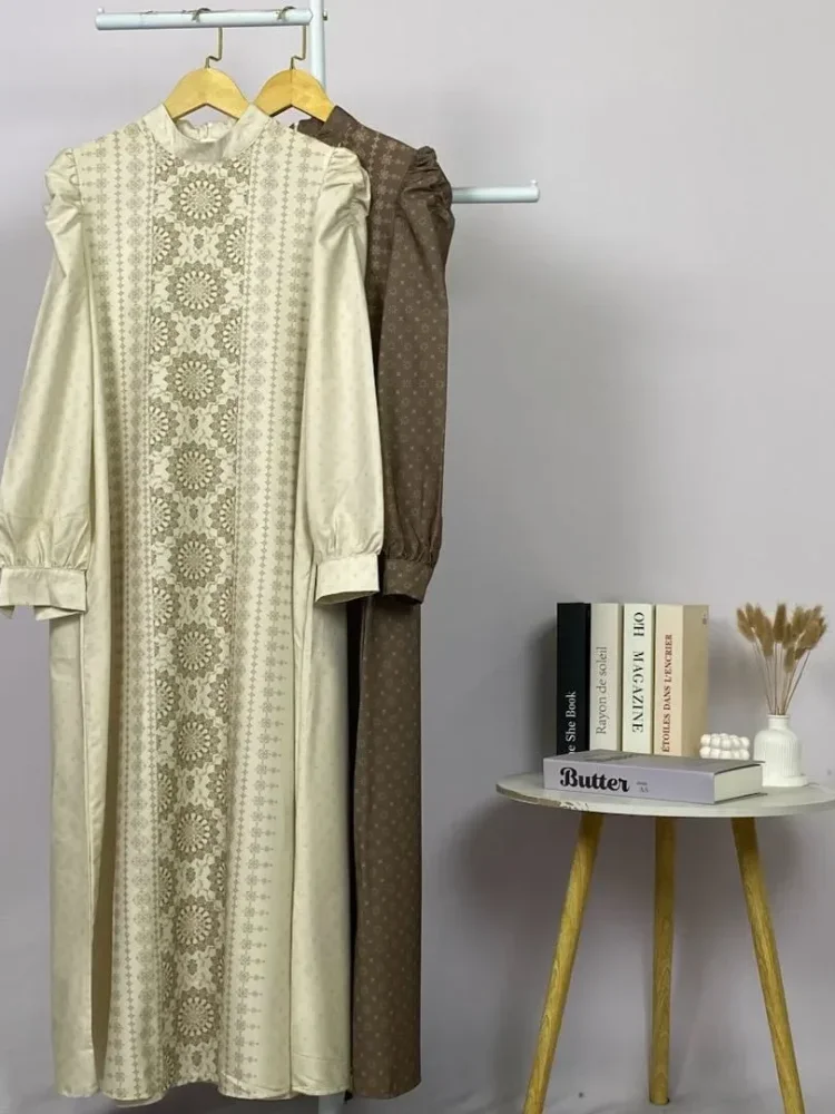 ASAYA Dress kemeja wanita lengan panjang motif print kotak bunga kombinasi elegan model kekinian