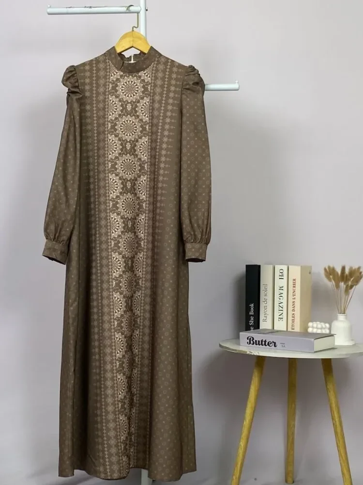 ASAYA Dress kemeja wanita lengan panjang motif print kotak bunga kombinasi elegan model kekinian