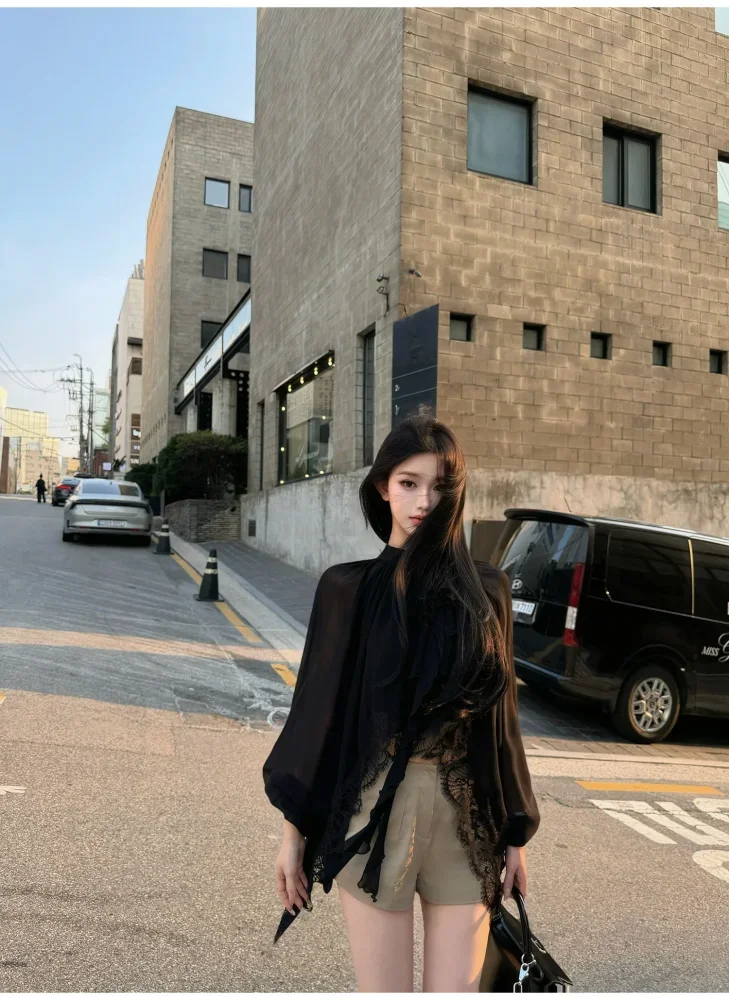CHICMORE Atasan kerah leher bulat dan lengan panjang longgar fahion stylish wanita