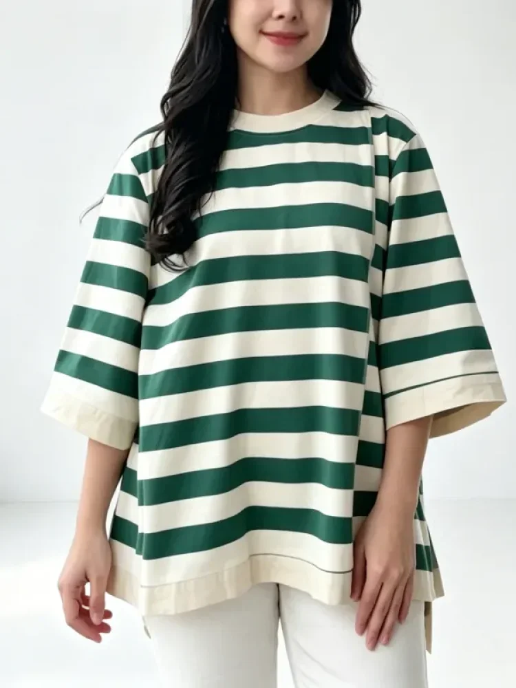 ASAYA Atasan wanita lengan pendek bergaya baru yang elegan